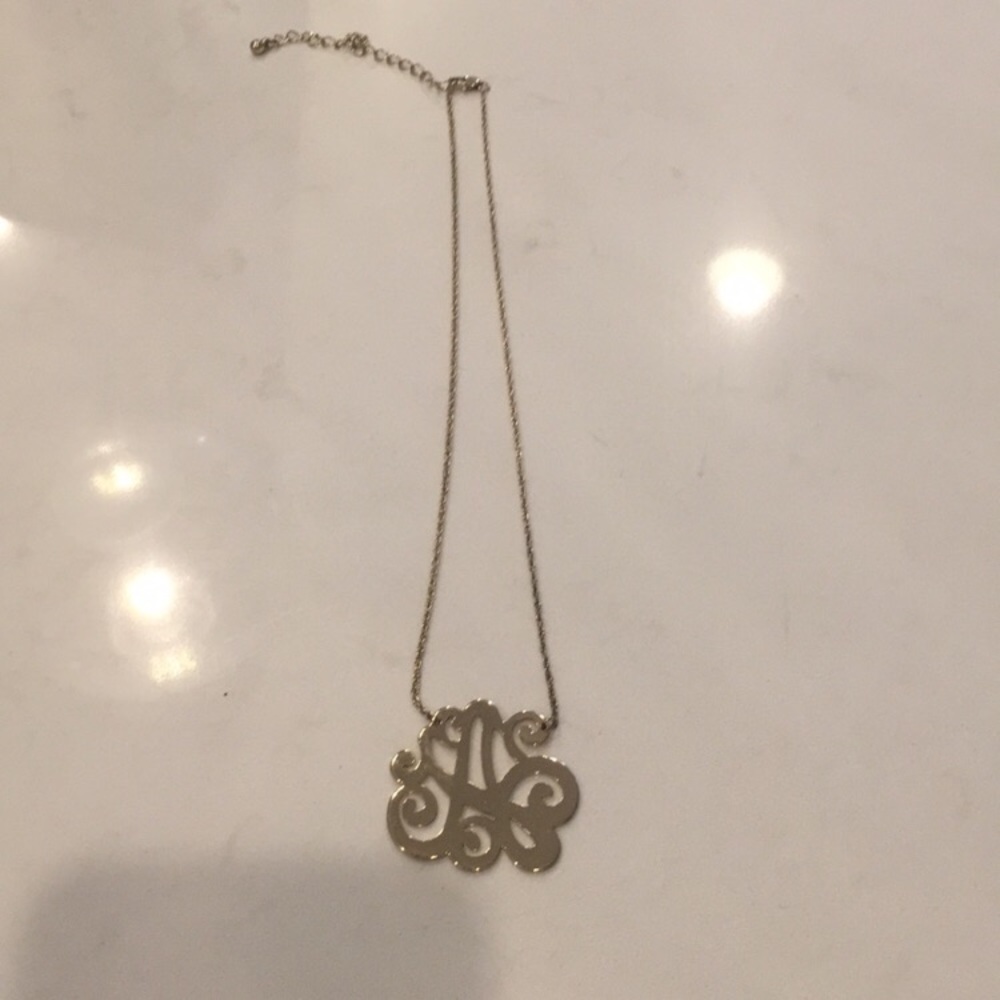 Initial “A” necklace, gold/silver color